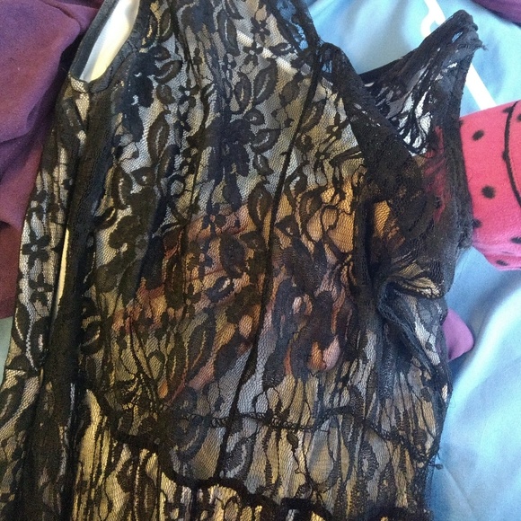 Black and White Lace Hi-Lo Formal Dress - Picture 6 of 8